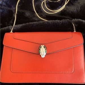Bulgari Calfskin Serpenti Forever Small Crossbody Ruby Red